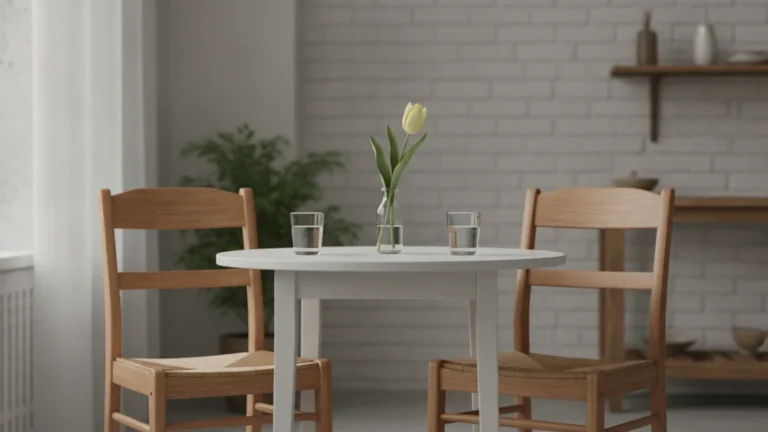 Dvě židle u stolu se dvěma sklenicemi vody