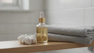 Vlasové sérum, hedvábná gumička a ručník