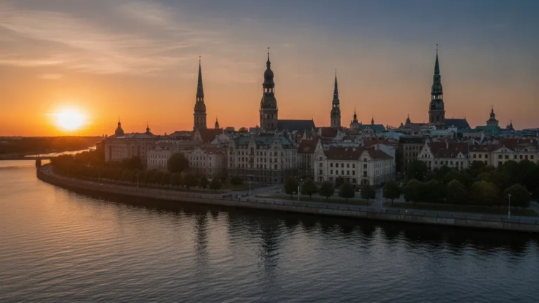 Staré město Rigy nad řekou Daugavou